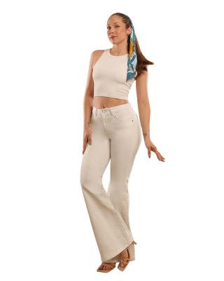 JEANS DIVINE FERRARI FLARE WHITE1