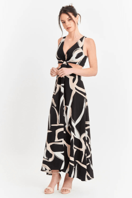 VESTIDO LARGO CON ABERTURAS LATERALES NEGRO1