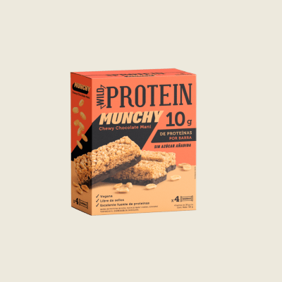 Wild Protein Munchy - Barra de Proteínas Chocolate Maní - Sin Azúcar Añadida 4x30grs