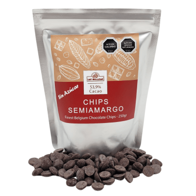 Chips de Chocolate SemiAmargo 53,9% Cacao - Sin Azúcar - 250gr
