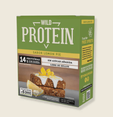 Wild Protein - Barra de Proteínas Sabor Lemon Pie - Sin Azúcar Añadida - 5x45gr