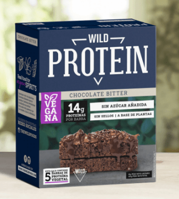 Wild Protein - Barra de proteínas sabor chocolate bitter - Sin Azúcar Añadida - 5x45gr