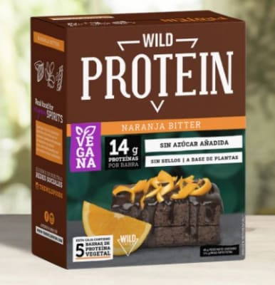 Wild Protein - Barra de Proteínas Naranja Bitter - Sin Azúcar Añadida - 5x45gr