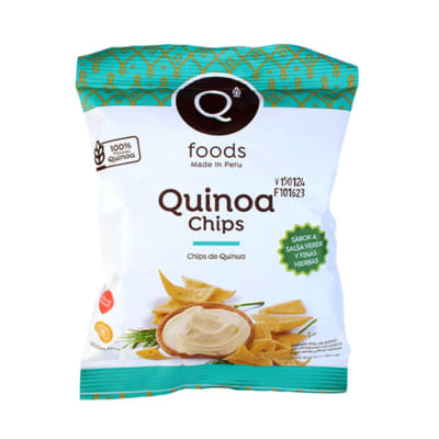 Q Foods Chips de Quinoa Salsa Verde y Finas Hierbas 100g