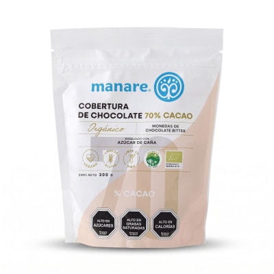 Manare Cobertura de Chocolate Organico 70% Cacao 200g