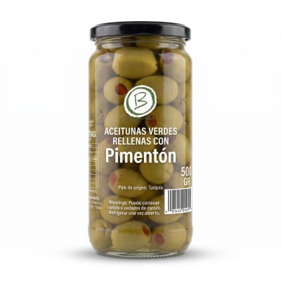 Be Organics Aceitunas Verdes Rellenas con Pimenton