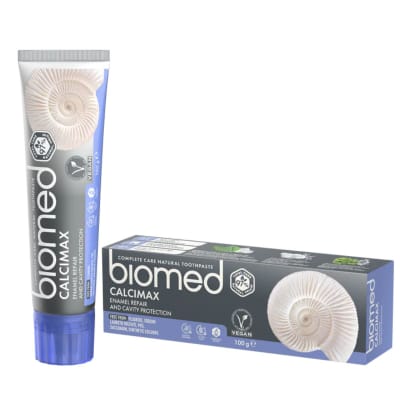 Biomed Pasta Dental Sin Fluor Calcimax Restauración del esmalte y protección contra caries