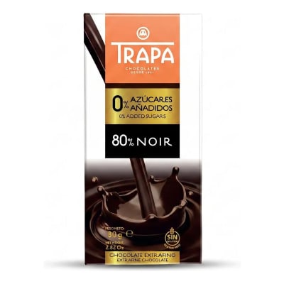 Trapa Chocolate Negro 80% Cacao Sin Azucar Sin Gluten