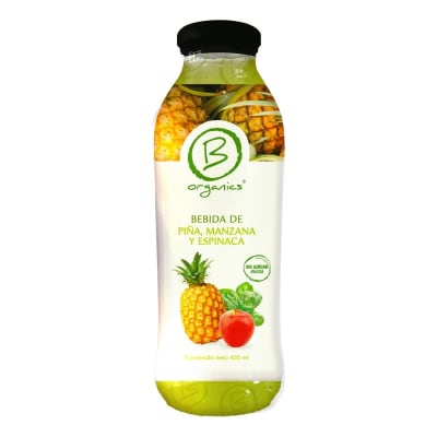 Be Organics Bebida de Piña, Manzana y Espinaca 400 mL