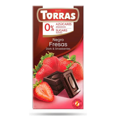 Torras Chocolate Negro con Fresas 52% Cacao Sin Azúcar