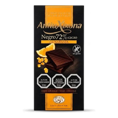 Antiu Xixona Chocolate Negro 72% Cacao con Naranja Sin Gluten