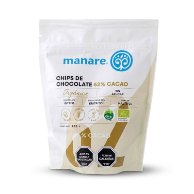 Chips de Chocolate Organico Sin Azucar 62% Cacao 200g