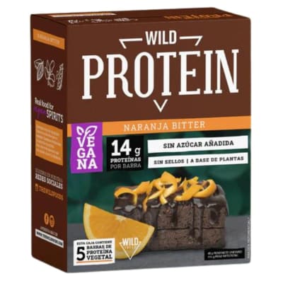 Caja Wild Protein Barra Vegana Chocolate Naranja 45 g X 5 UN