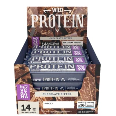 Caja Wild Protein Barra Vegana Chocolate Bitter 45 g X 16 UN
