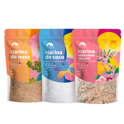Pack Keto - Harina de Almendra + Harina de Coco + Harina de Nuez 3 Kg