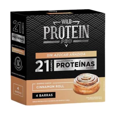 Caja Wild Protein Pro Barra Cinnamon Roll 60 g X 4 UN