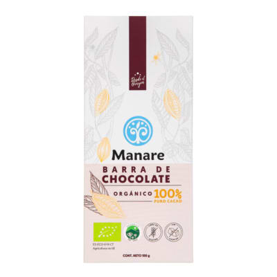 Manare Chocolate Organico 100% Cacao 100 g