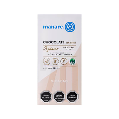 Manare Chocolate Organico 70% Cacao 100 g