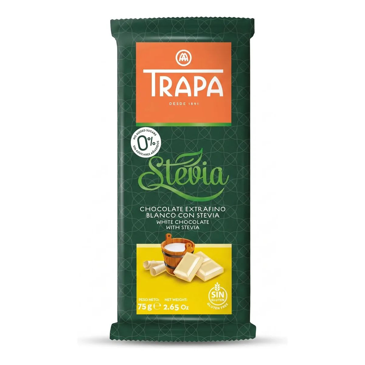 Trapa Chocolate Blanco con Stevia Sin Azucar Sin Gluten1