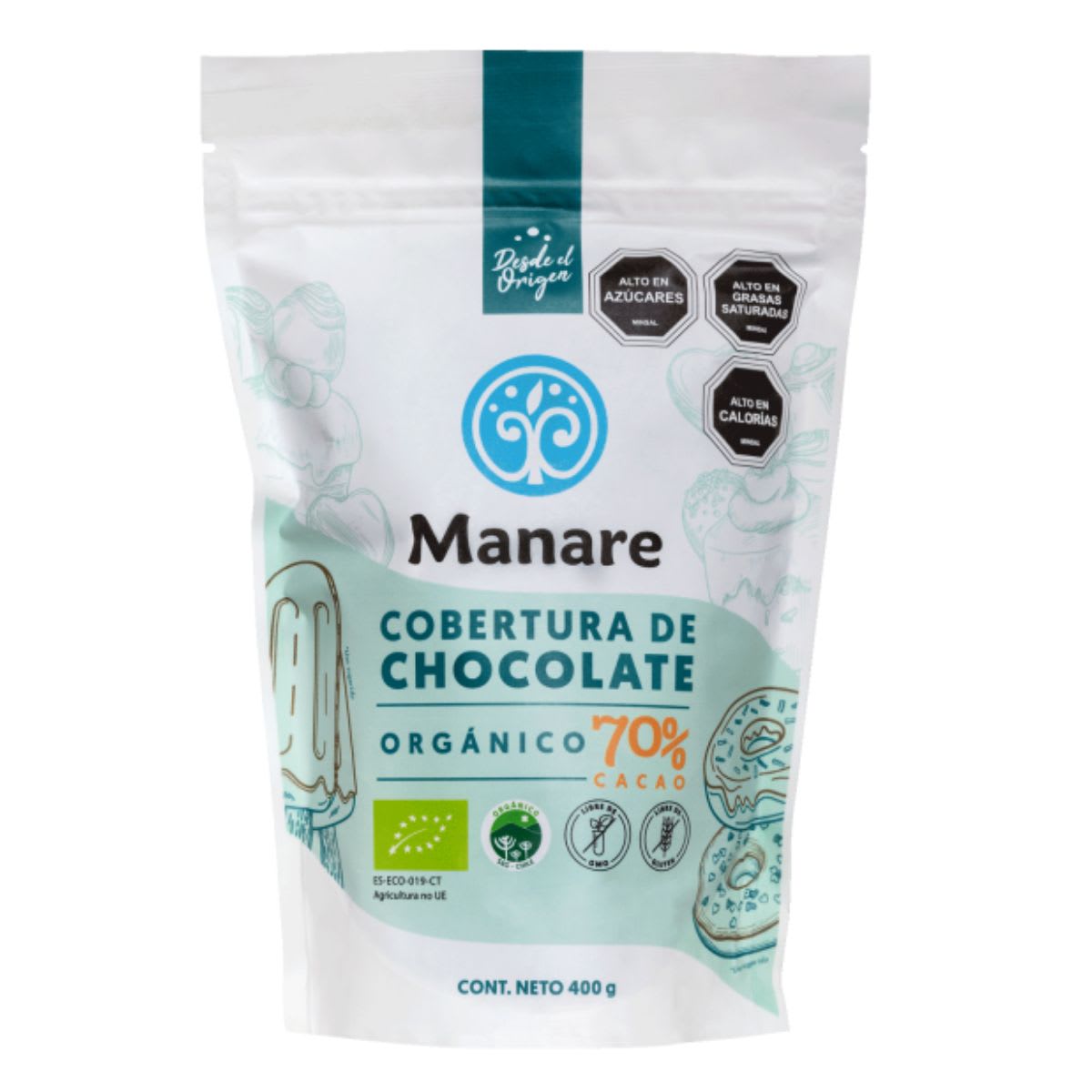 Manare Cobertura de Chocolate Organico 70% Cacao 400g1