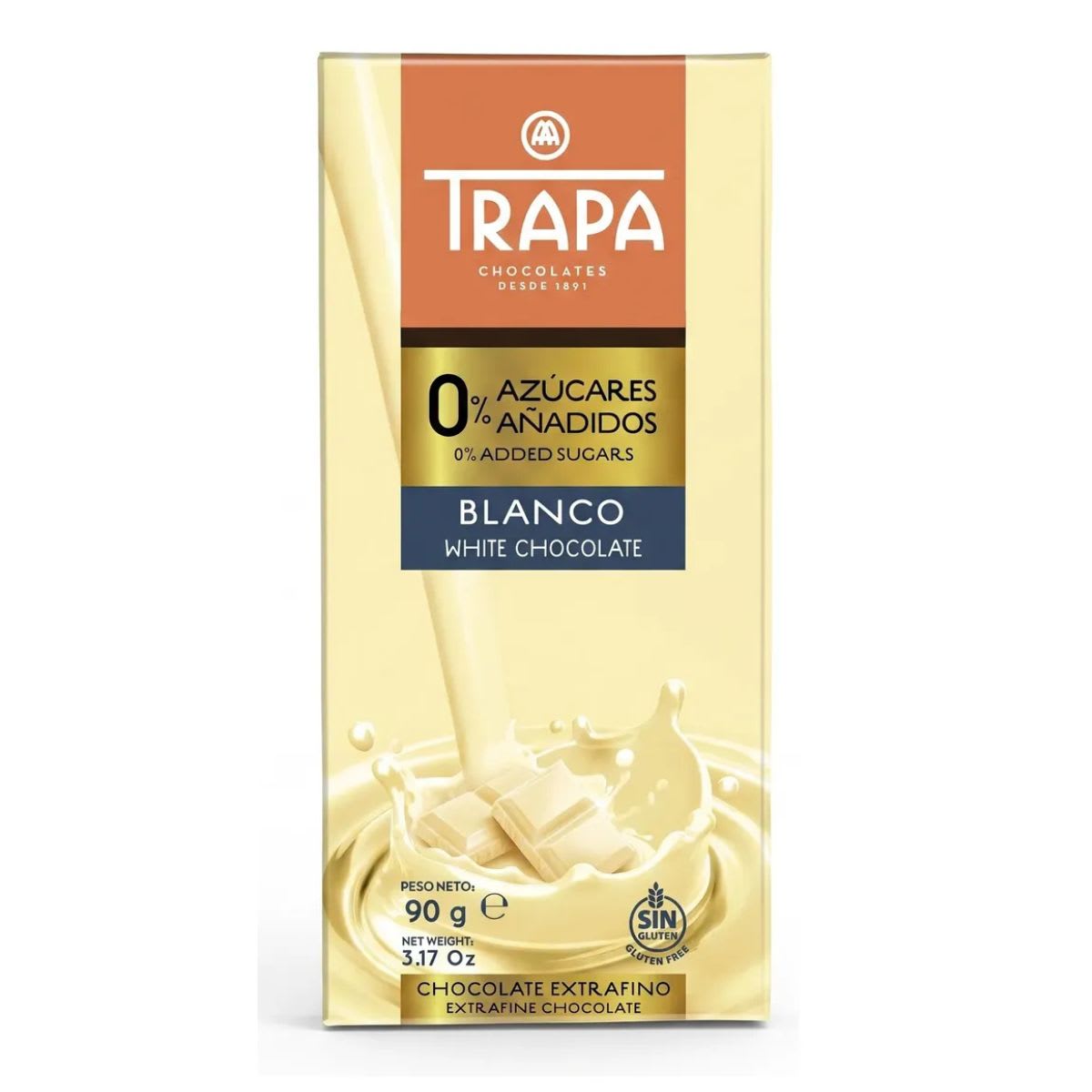 Trapa Chocolate Blanco Sin Azucar Sin Gluten1