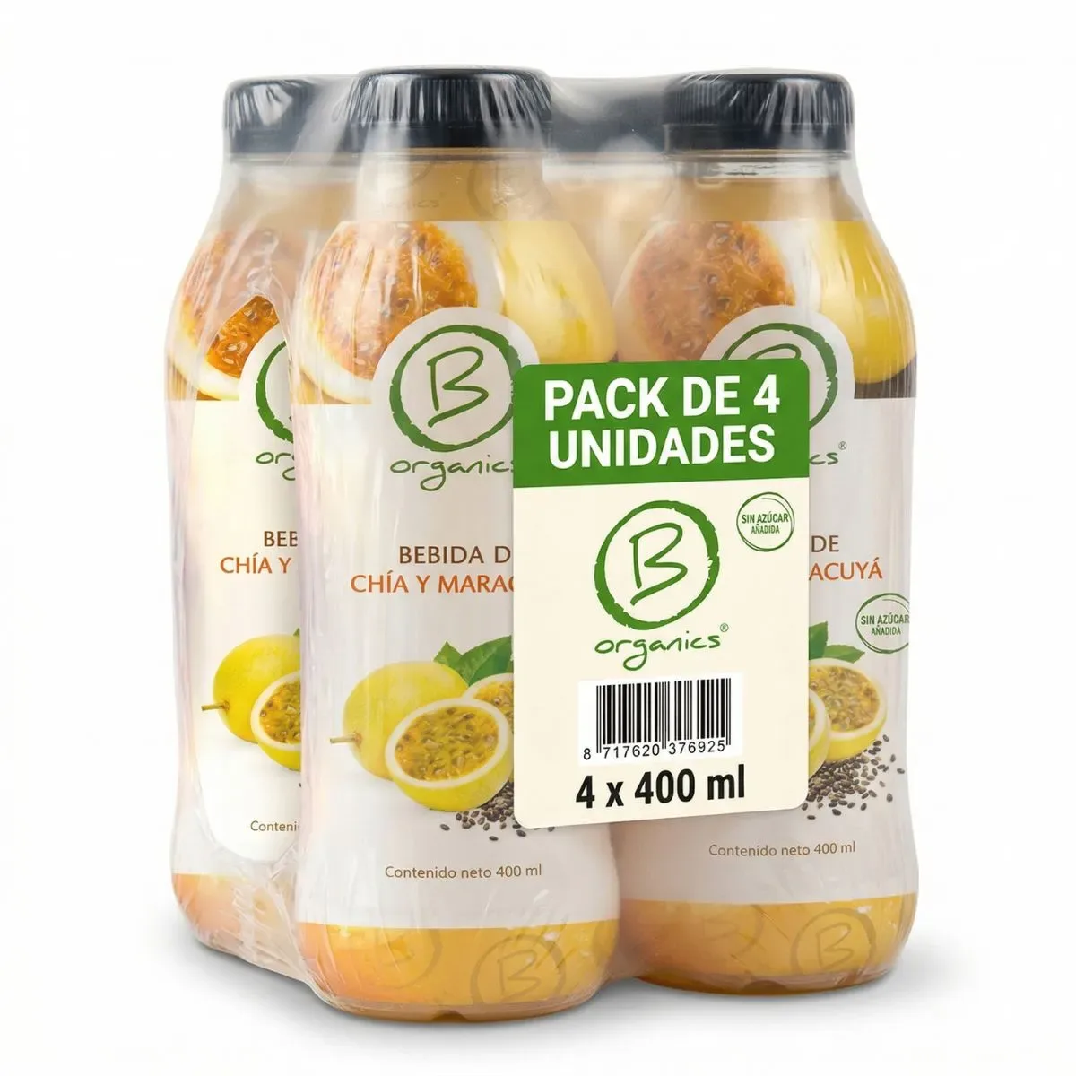 4-Pack Be Organics Bebida Chia y Maracuya 4 UN X 400 Ml1