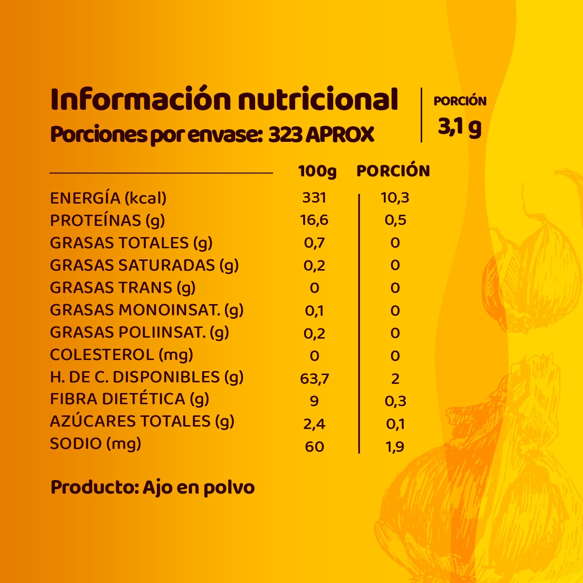 Ajo En Polvo 10 Kg Andina Grains2