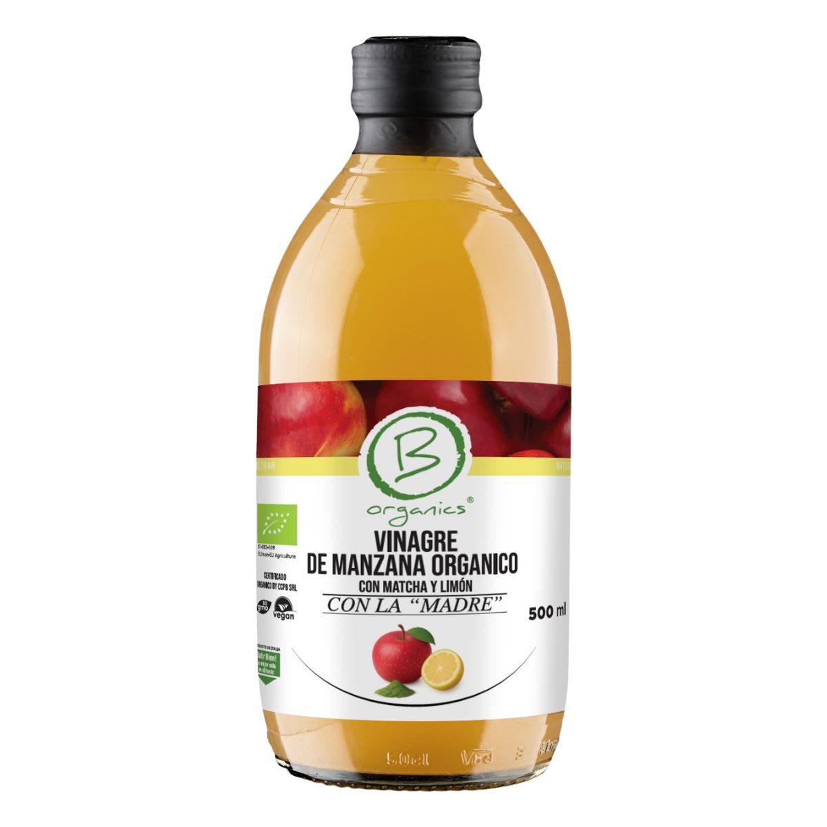 Be Organics Vinagre de Manzana Matcha Limon 500 mL1