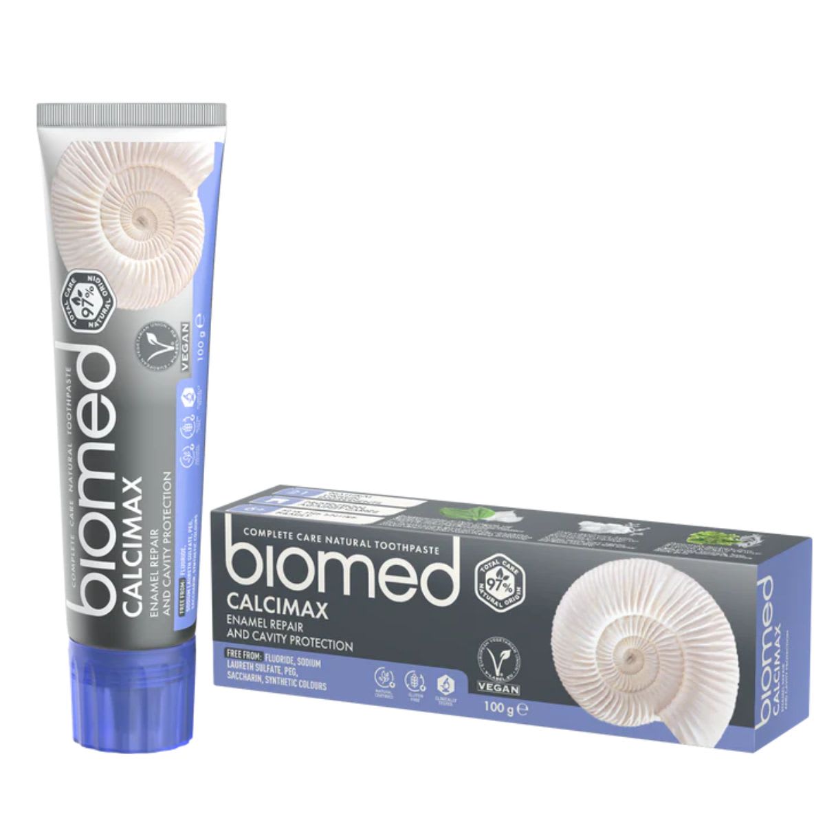 Biomed Pasta Dental Sin Fluor Calcimax Restauración del esmalte y protección contra caries1