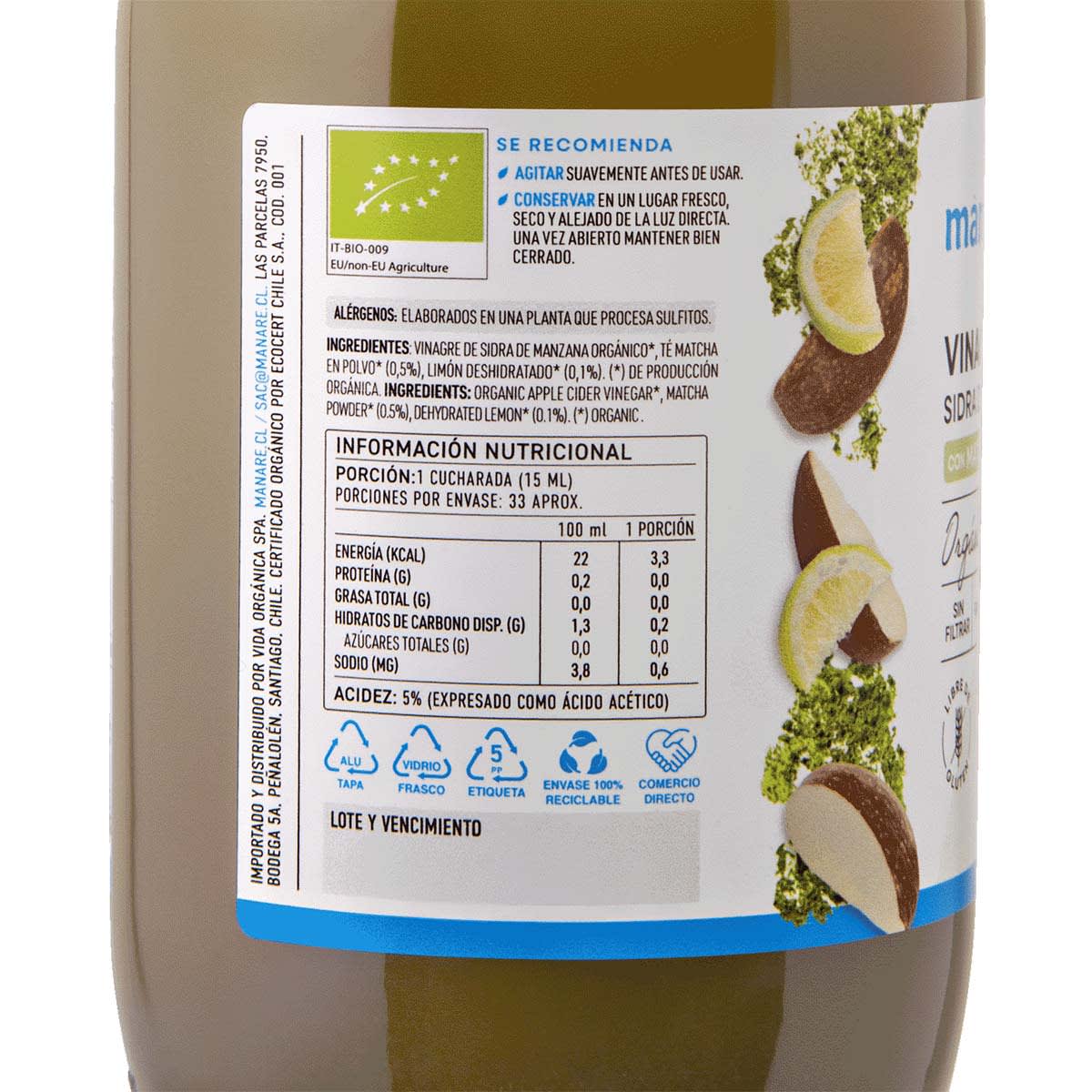 Vinagre de Manzana Matcha Limon Organico2