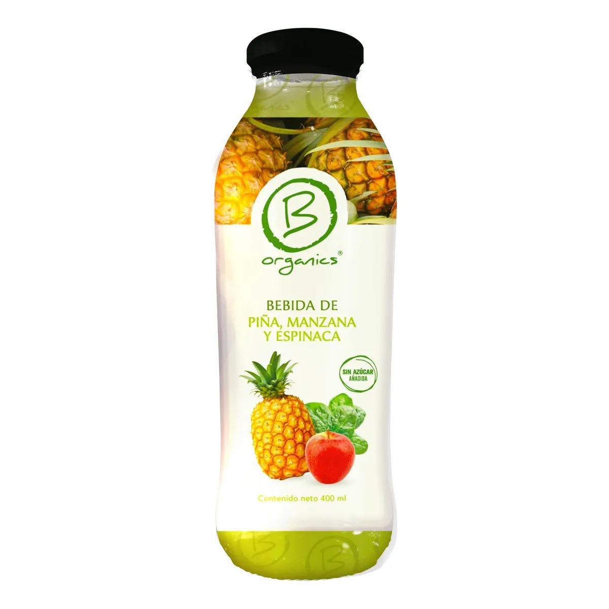 Be Organics Bebida de Piña, Manzana y Espinaca 400 mL1
