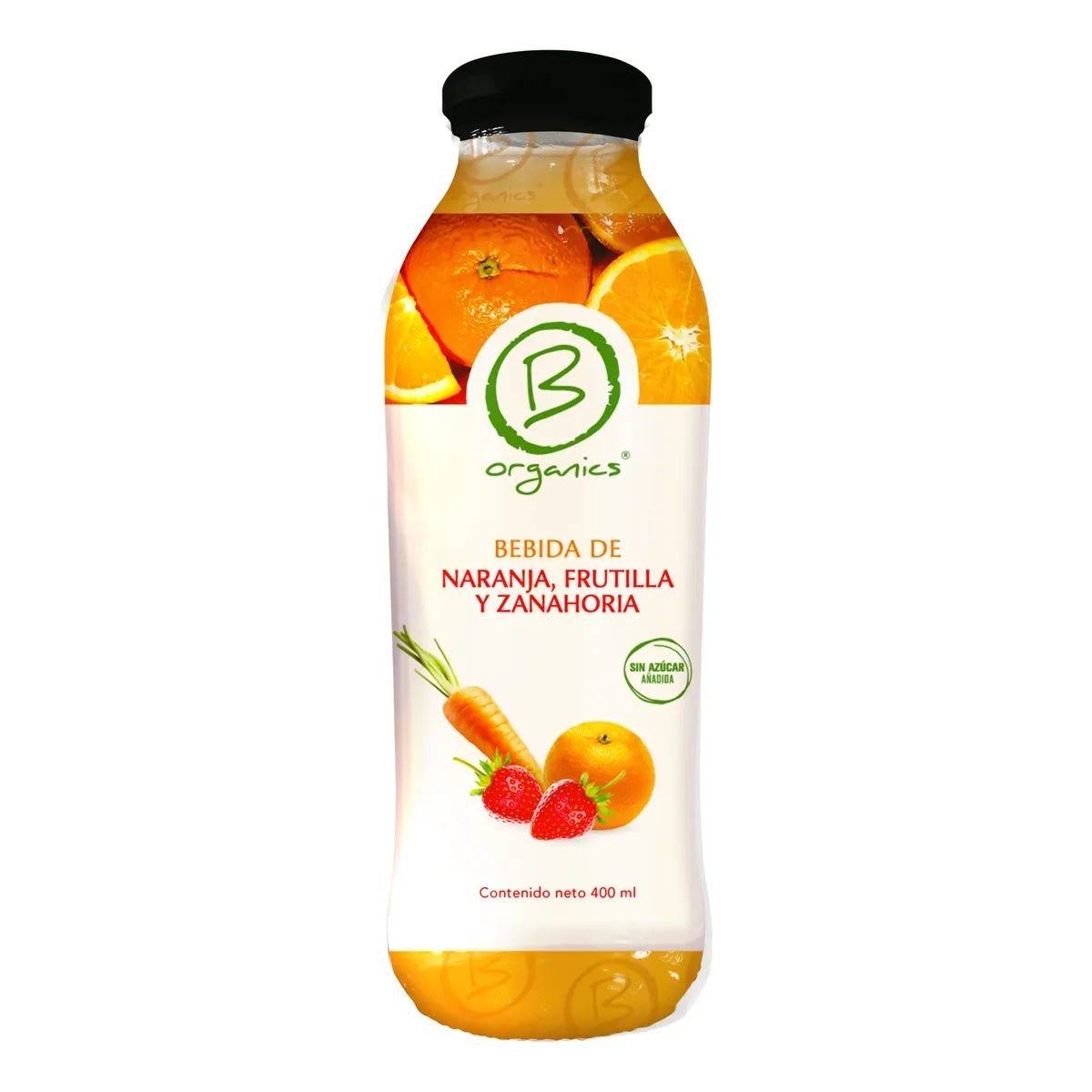 Be Organics Bebida de Naranja, Frutilla y Zanahoria 400 mL1