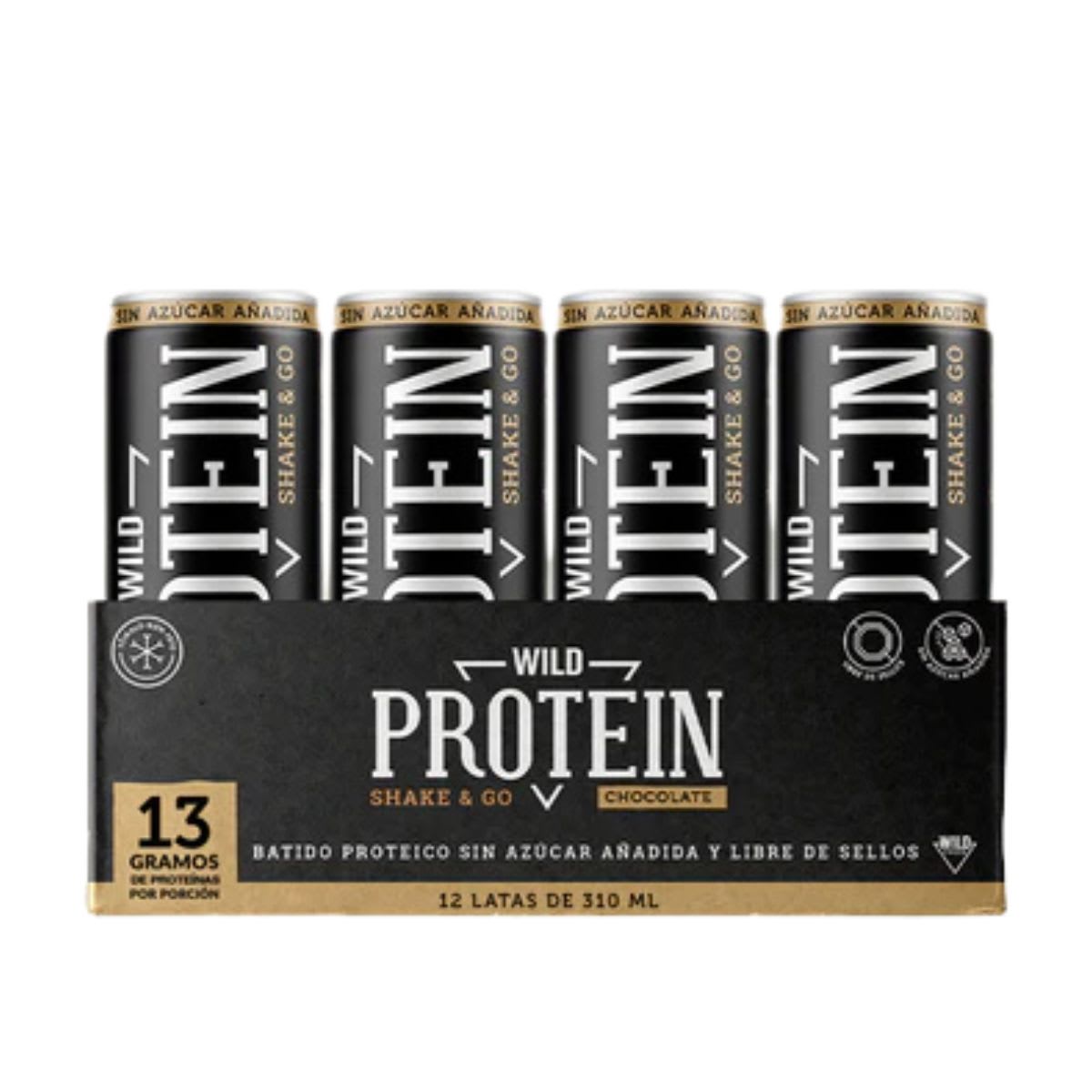 Wild Protein Shake & Go Chocolate 310 ml X 12 UN1