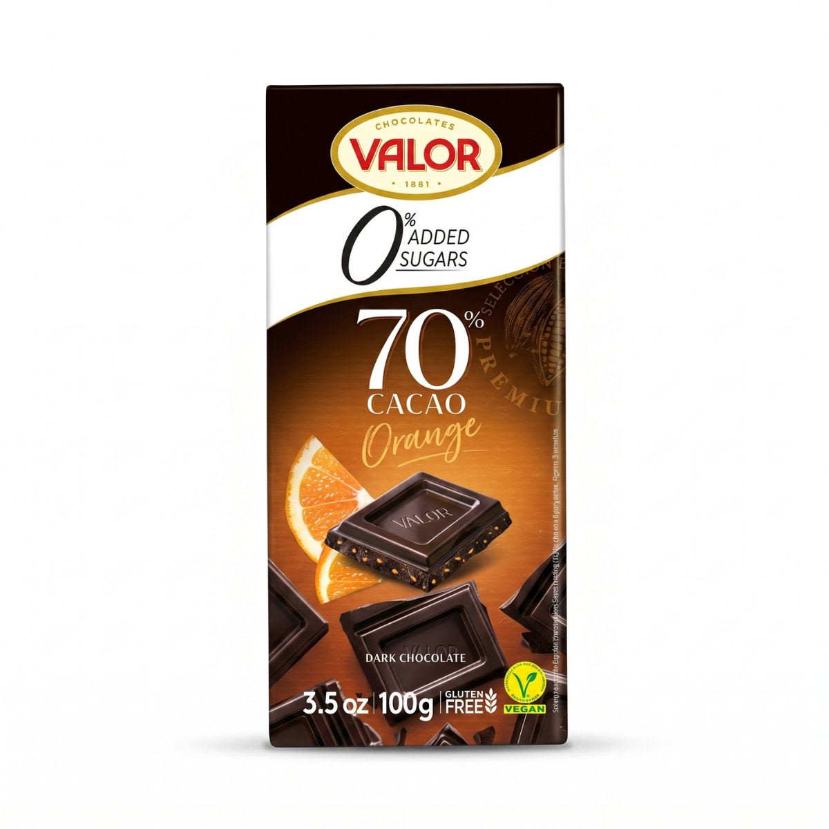 Valor Chocolate 70% Cacao con Naranja Sin Gluten1