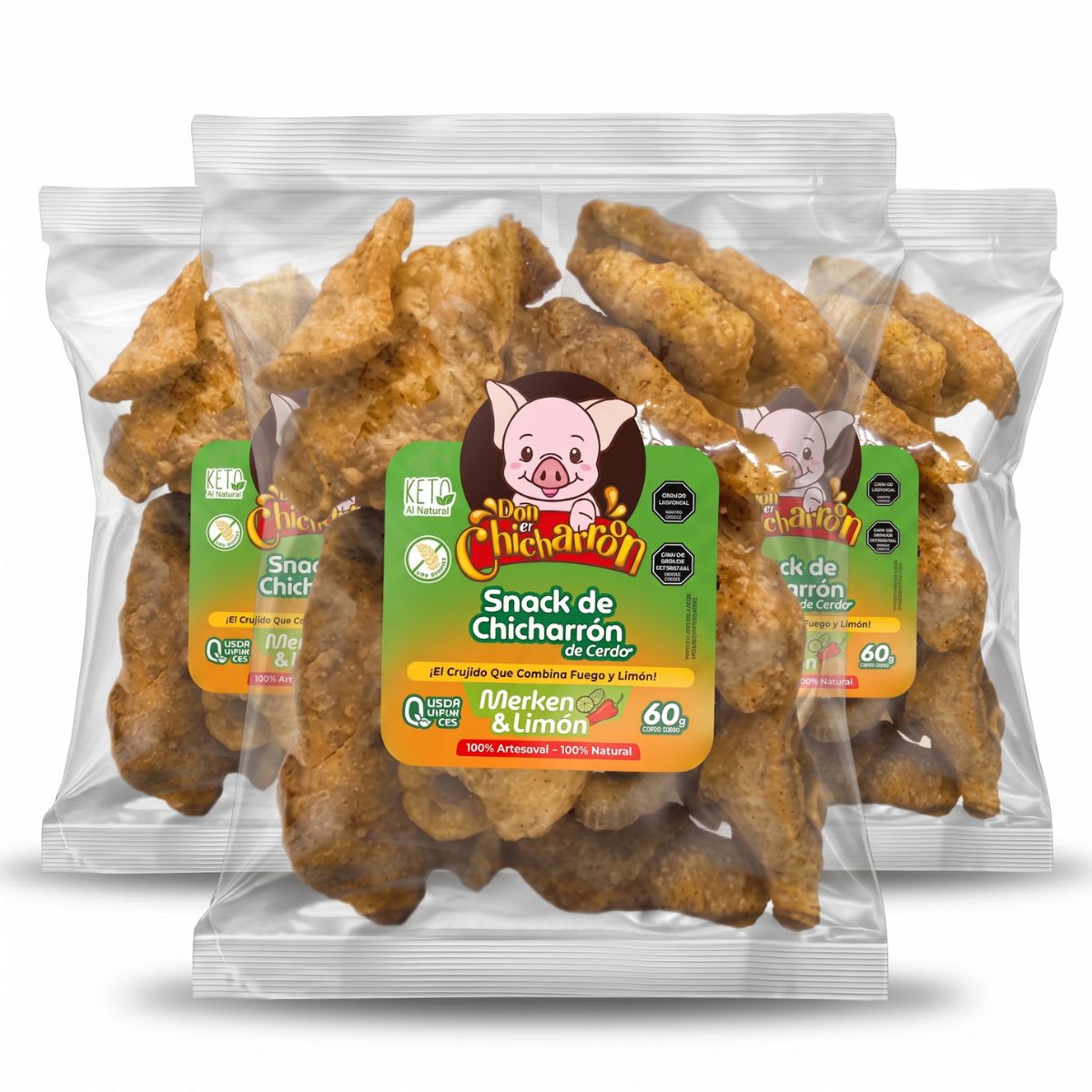 3-Pack Don Chicharroon Chicharron de Cerdo Limon & Merken1