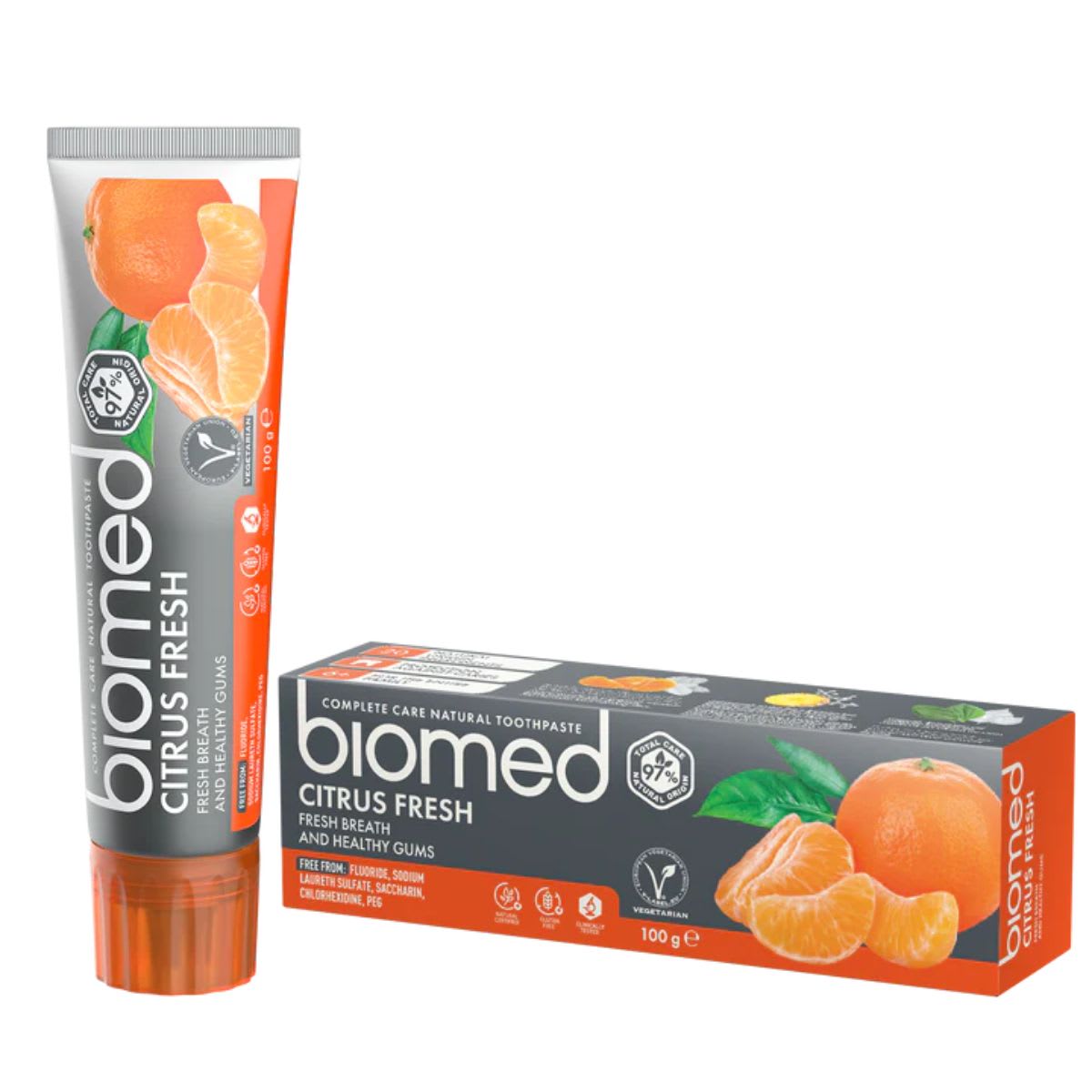 Biomed Pasta Dental Sin Fluor Citrus Fresh Aliento fresco y encías sanas1