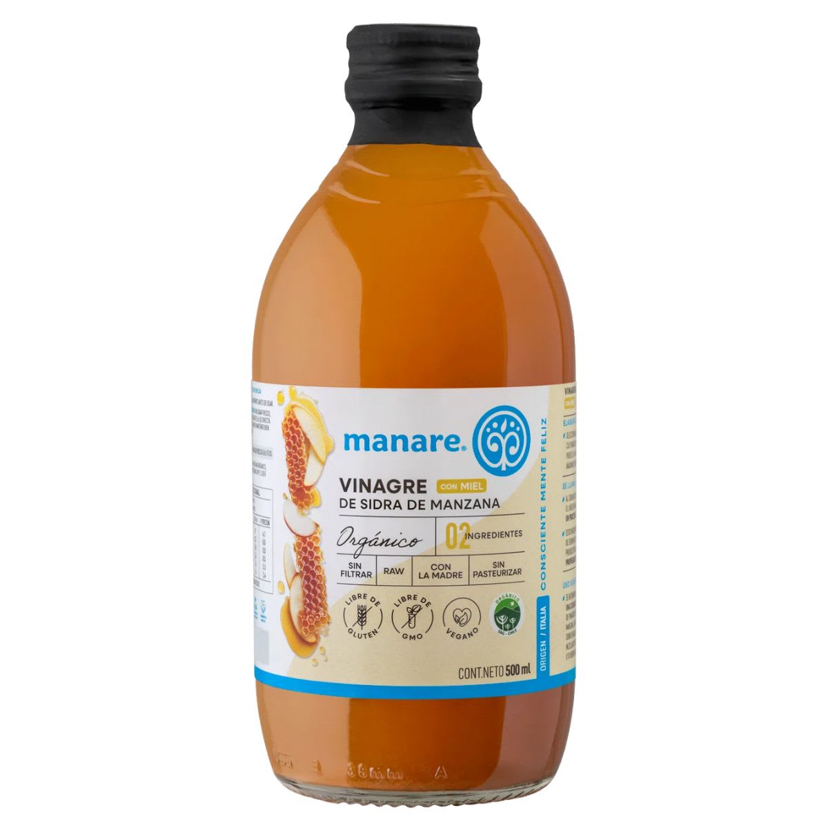 Manare Vinagre de Manzana con Miel Organico1
