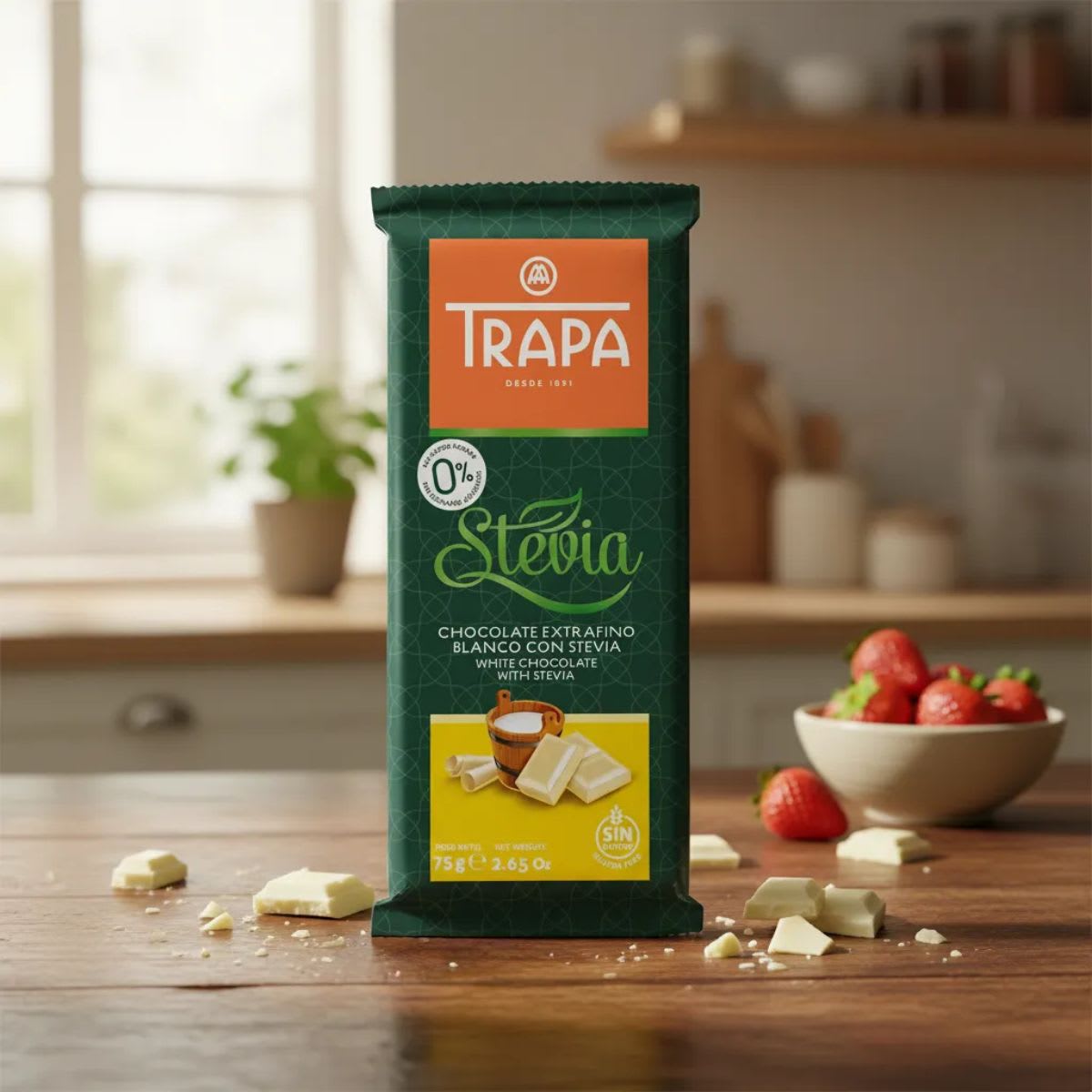 Trapa Chocolate Blanco con Stevia Sin Azucar Sin Gluten2