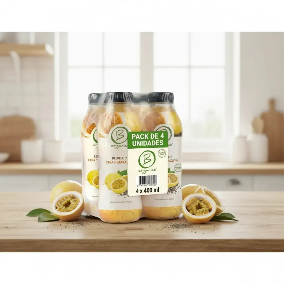 4-Pack Be Organics Bebida Chia y Maracuya 4 UN X 400 Ml2