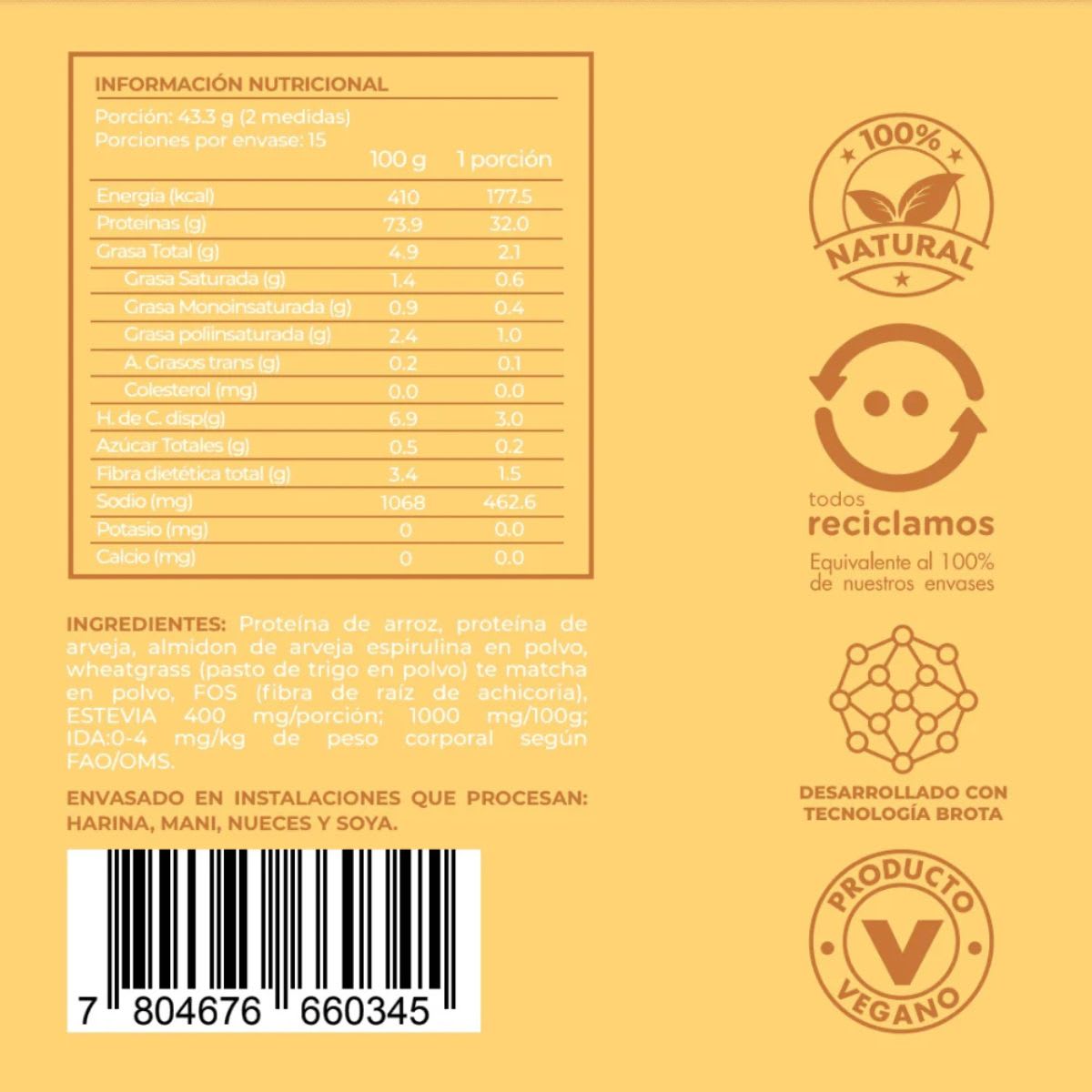 Brota V-PRO Proteina Vegetal Vanilla Force 33g Proteina2