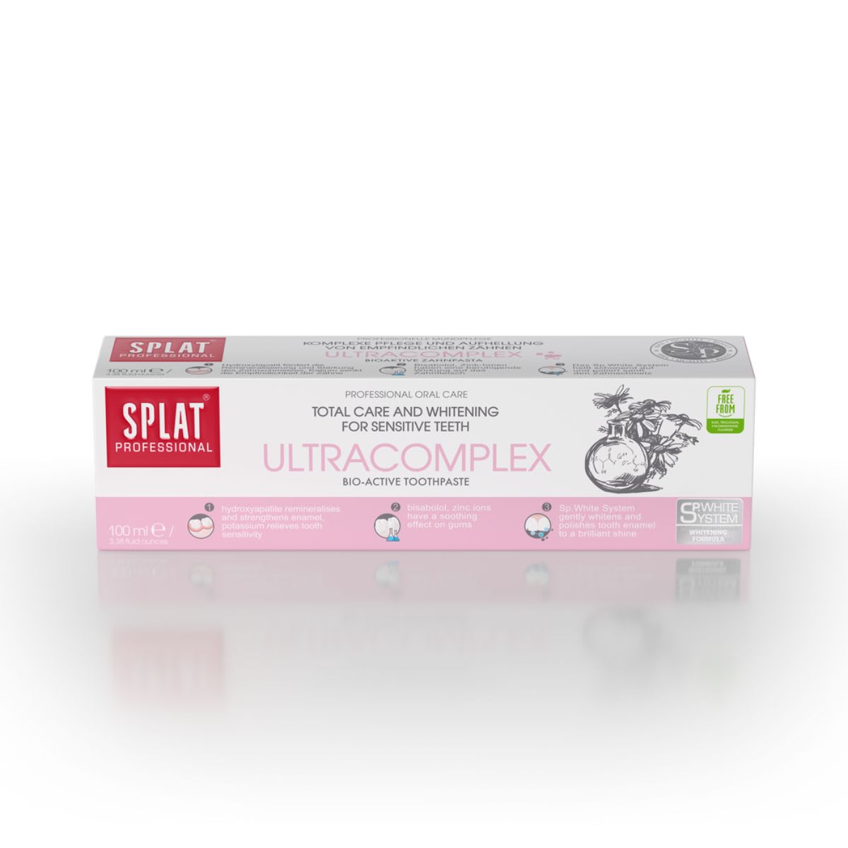 Splat Pasta Dental Sin Fluor Ultracomplex Cuidado total y blanqueamiento para dientes sensibles2