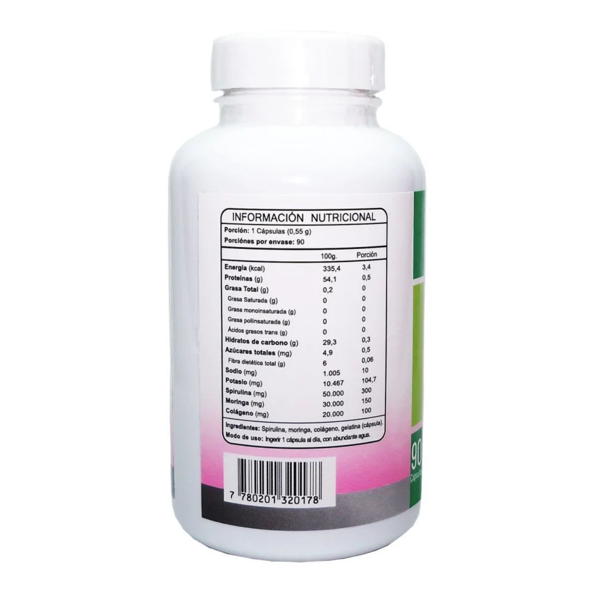 FNL Spirulina + Moringa + Colageno 90 capsulas2