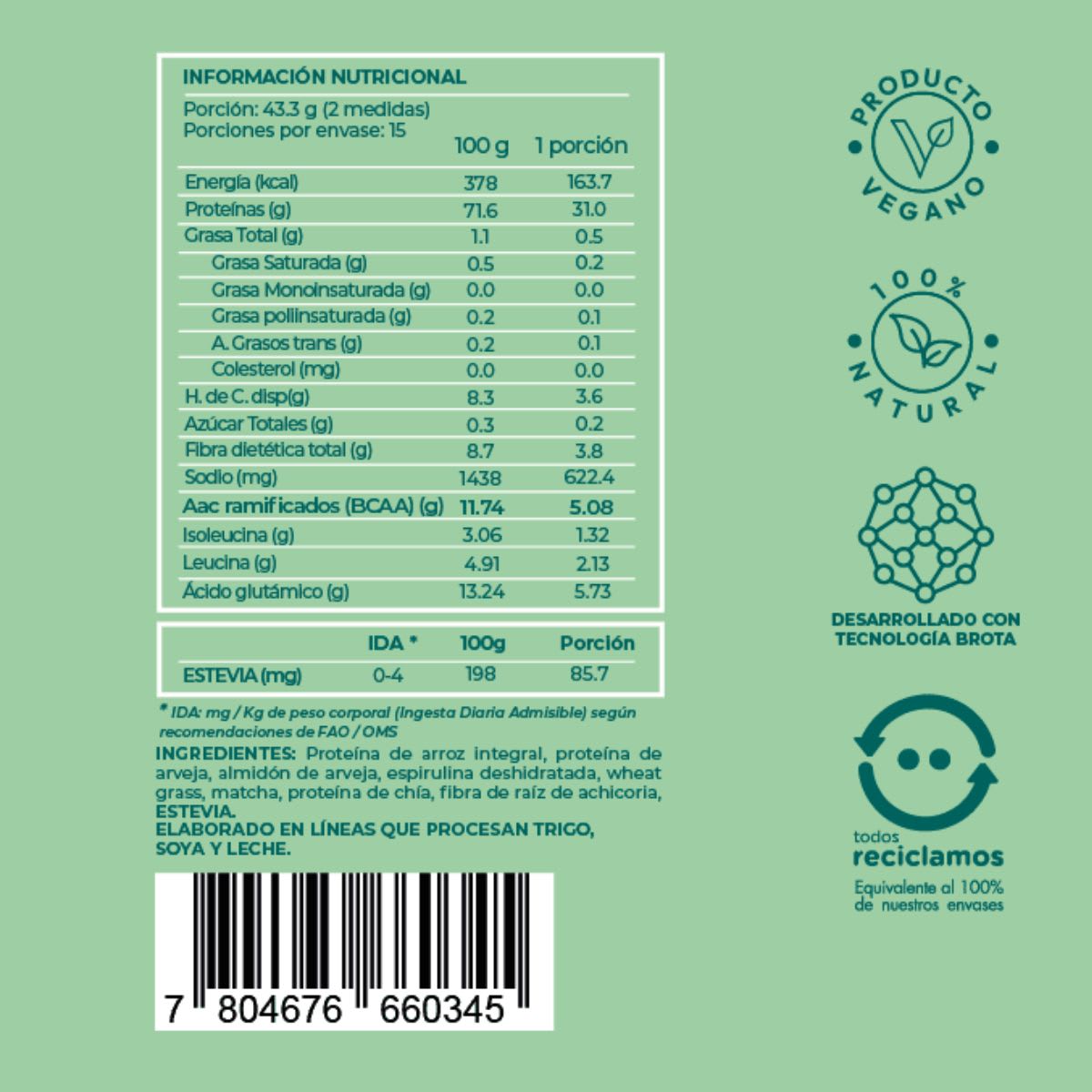 Brota V-PRO Proteina Vegetal Green Energy 31g Proteina2