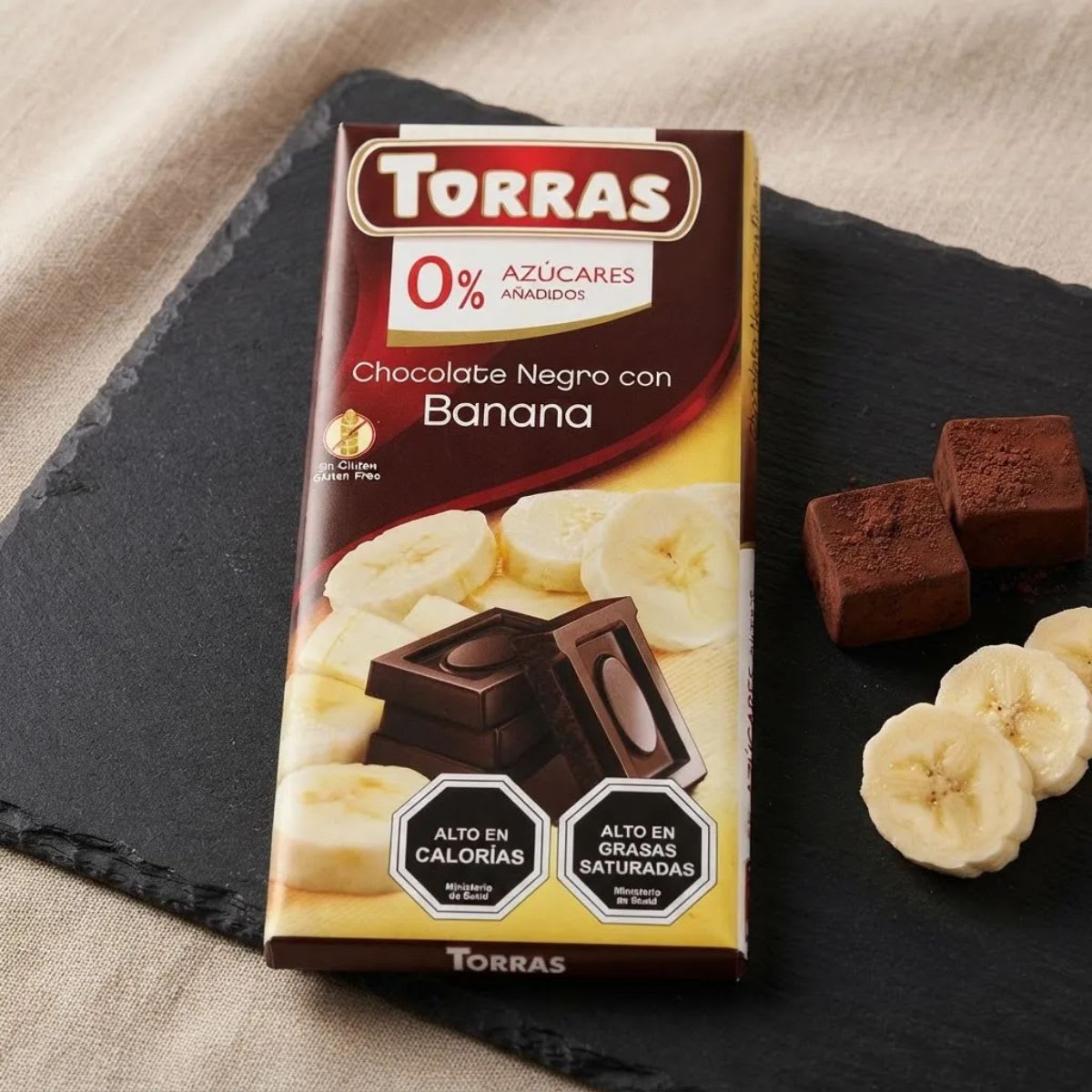 Torras Chocolate Negro con Banana 52% Cacao Sin Azúcar2