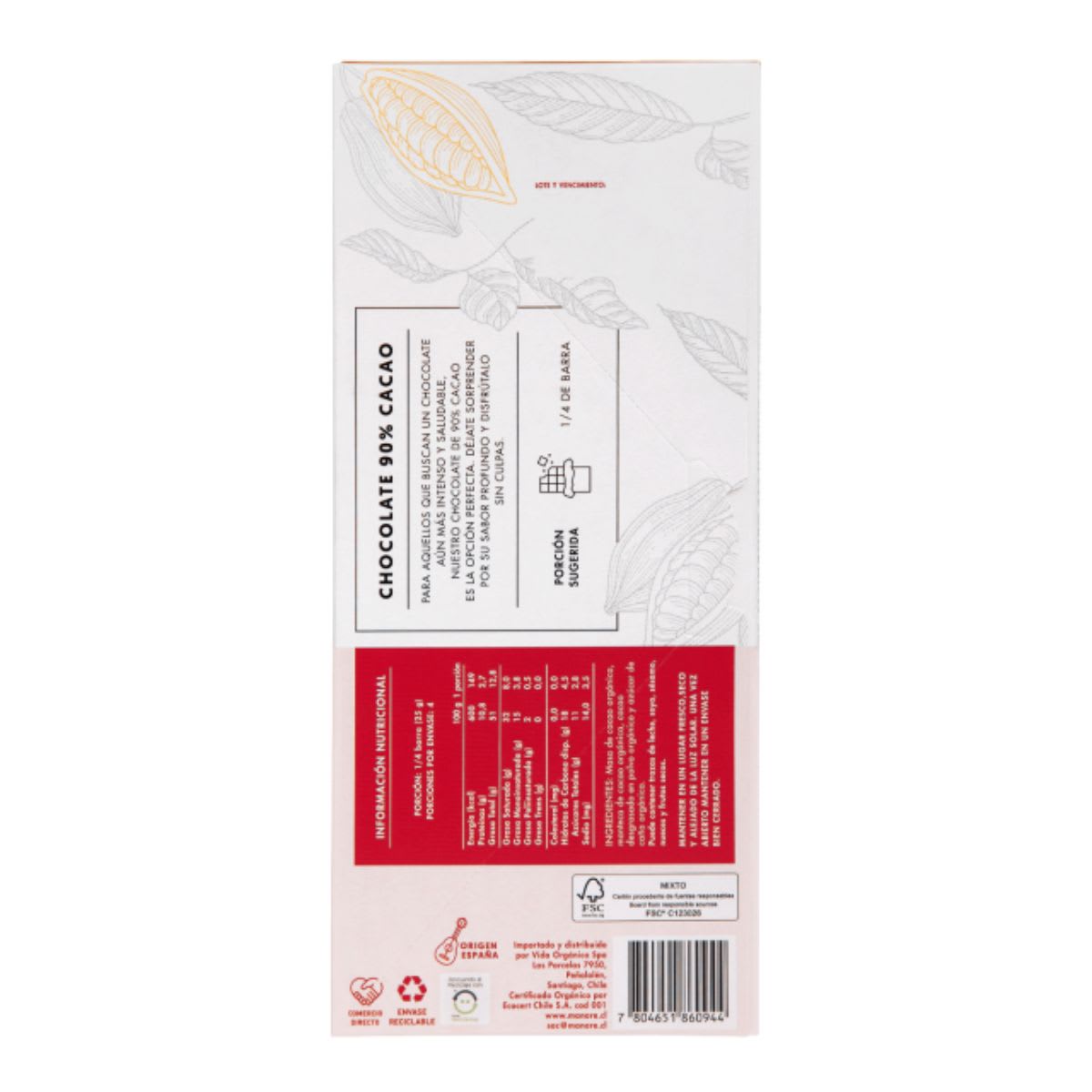 Manare Chocolate Organico 90% Cacao 100 g1