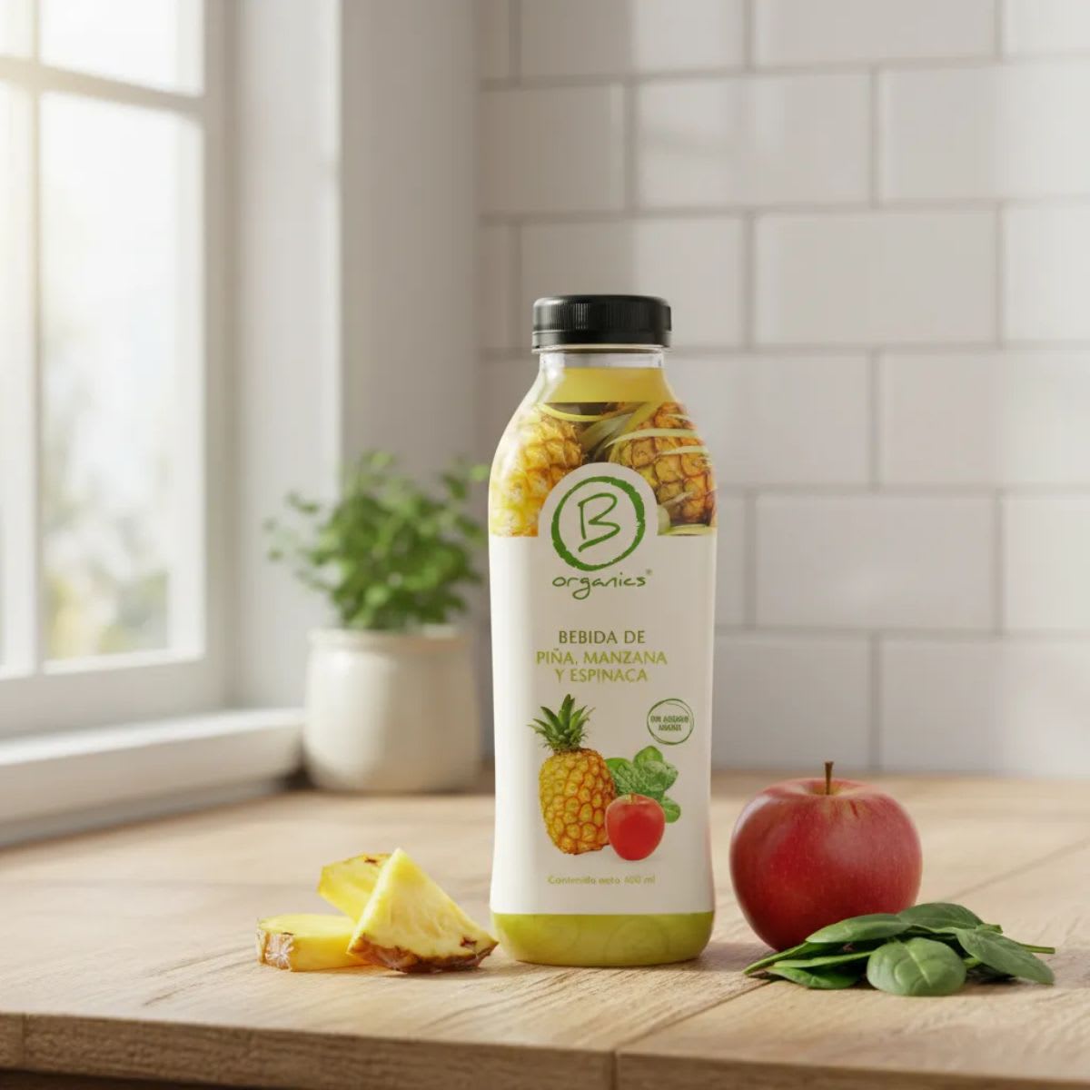 Be Organics Bebida de Piña, Manzana y Espinaca 400 mL2