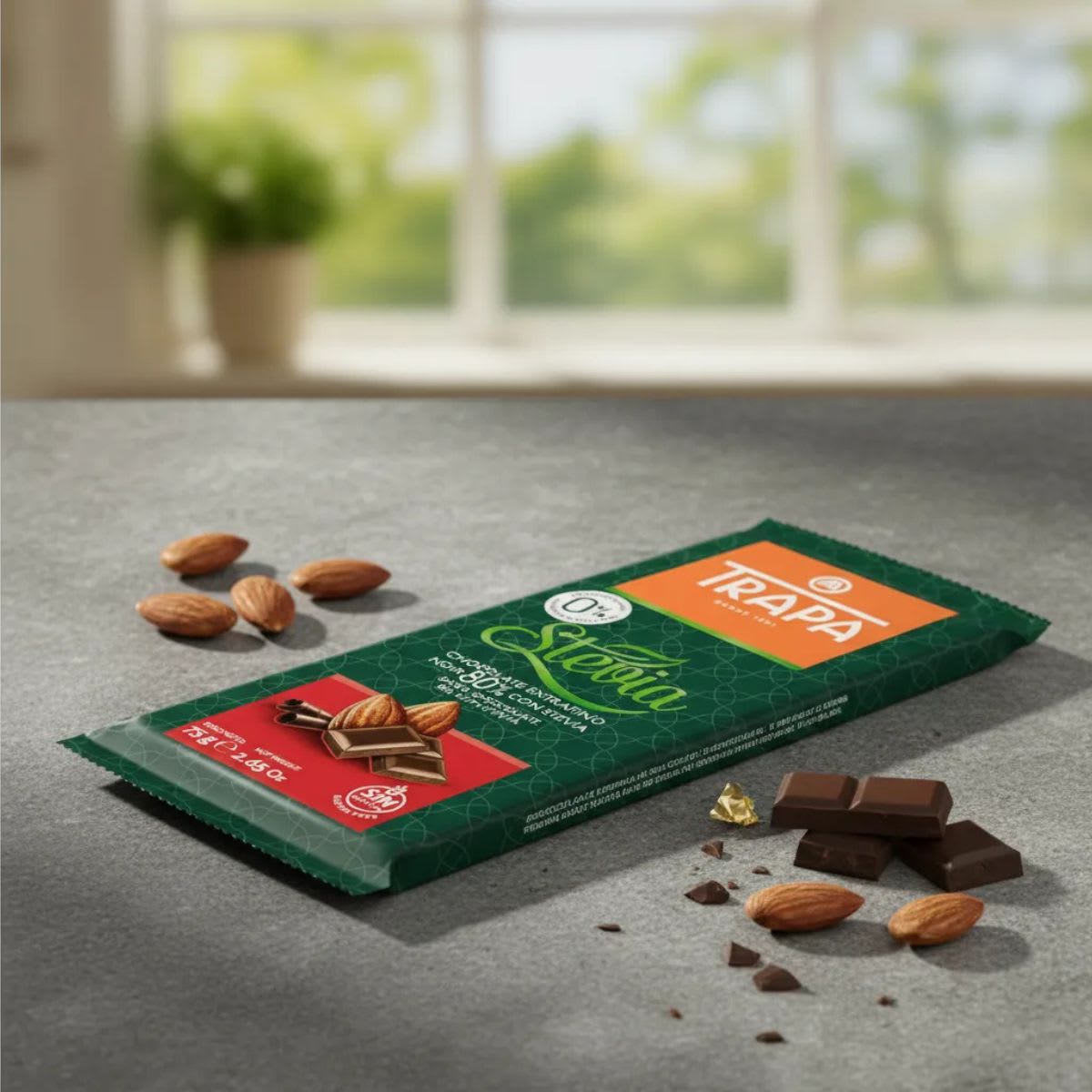 Trapa Chocolate Negro 80% Cacao con Stevia Sin Azucar Sin Gluten2