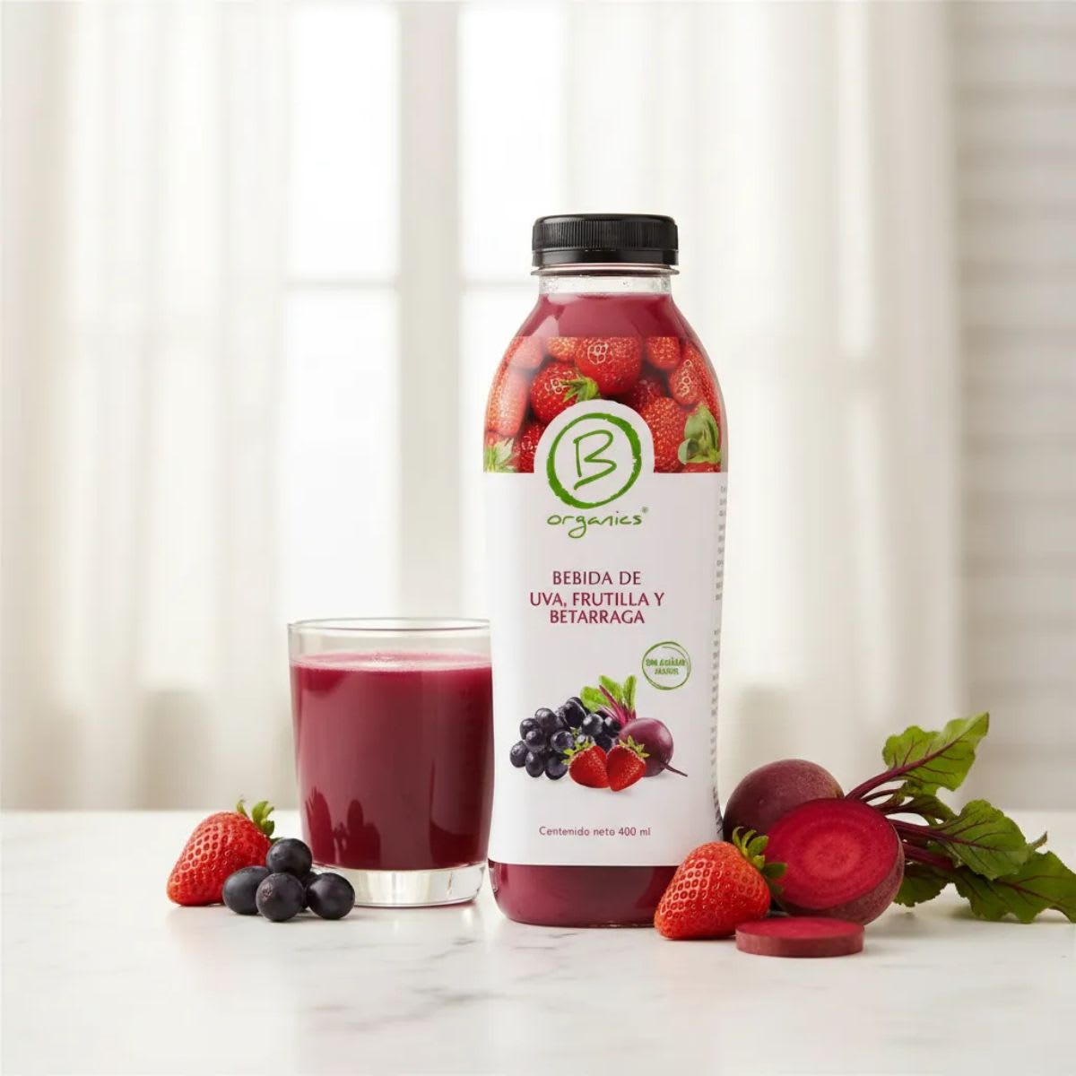 Be Organics Bebida Uva, Frutilla y Betarraga 400 mL2
