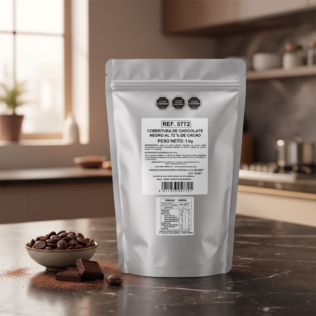 Cobertura Gotas de Chocolate Negro 72% Cacao Sin Gluten2