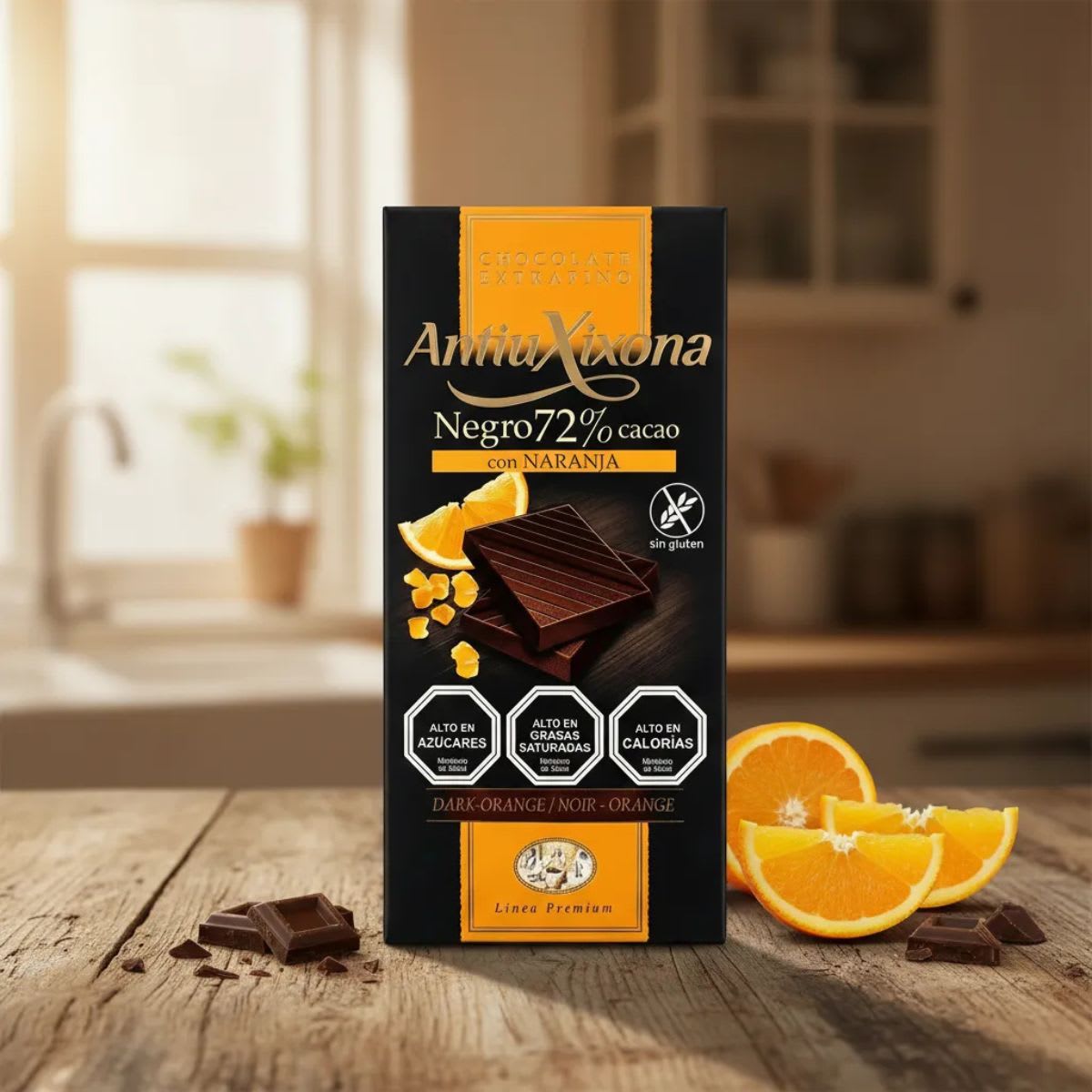 Antiu Xixona Chocolate Negro 72% Cacao con Naranja Sin Gluten2